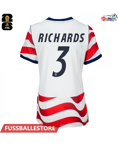 Günstige Vereinigte Staaten Chris Richards #3 Heimtrikot Damen WM 2026 Kurzarm
